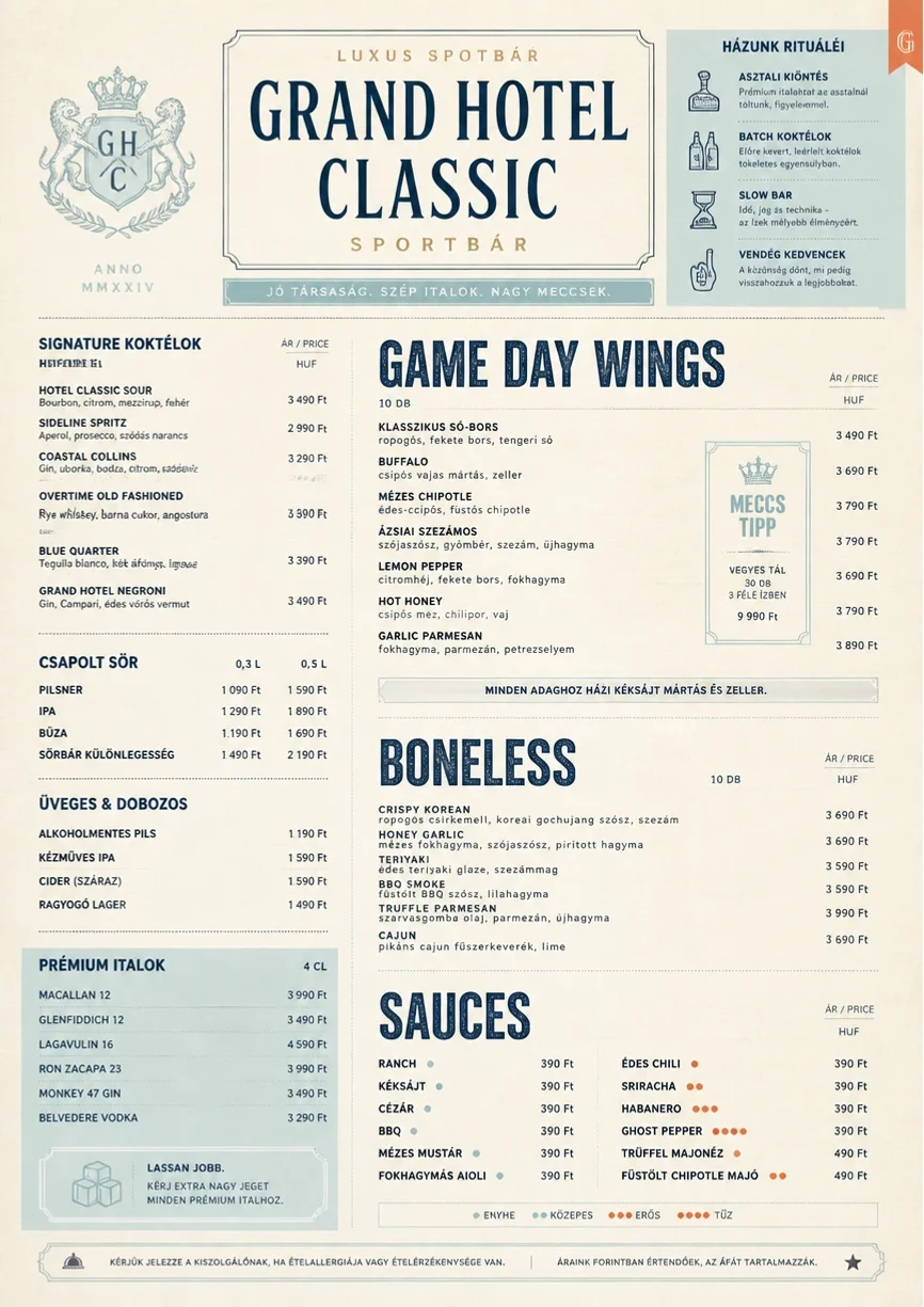 Grand Hotel Classic menu template preview