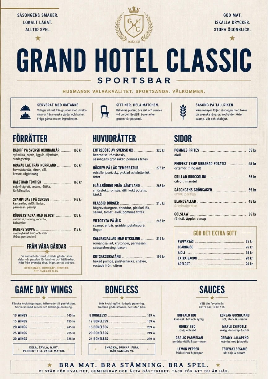 Grand Hotel Classic menu template preview
