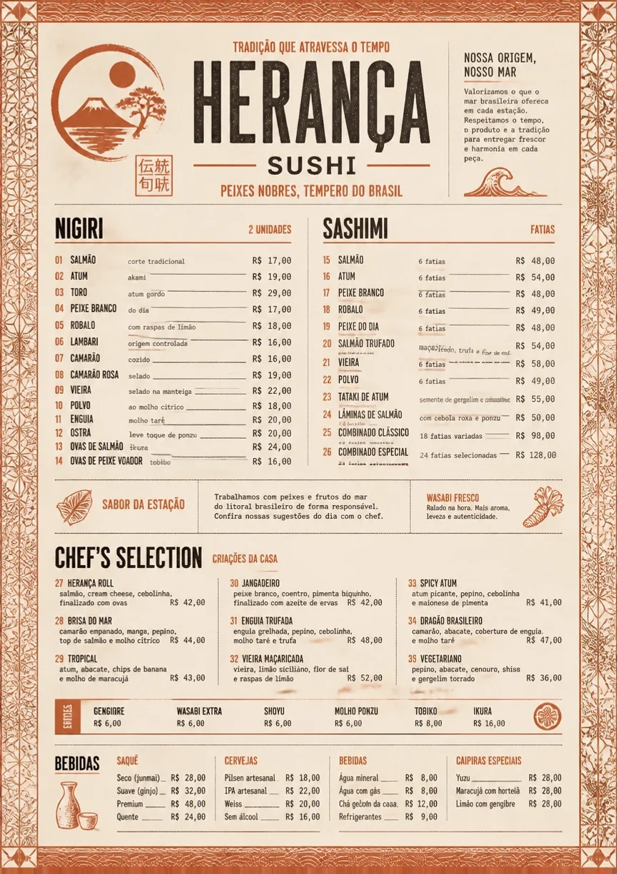 Heritage Tradition menu template preview