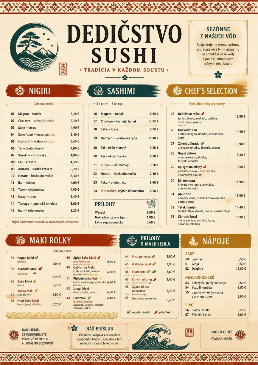 Heritage Tradition menu template preview