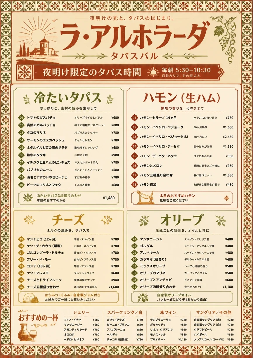 Heritage Tradition menu template preview
