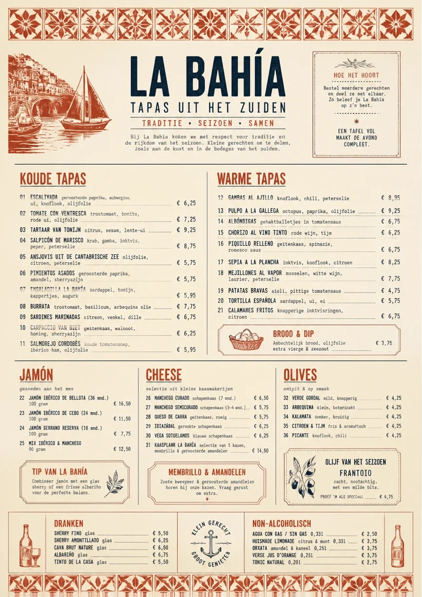 Heritage Tradition menu template preview