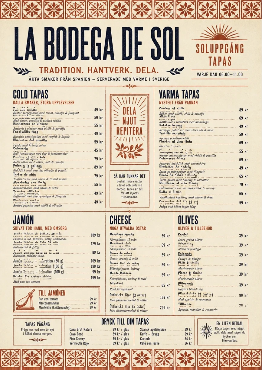 tapas heritage tradition menu template preview