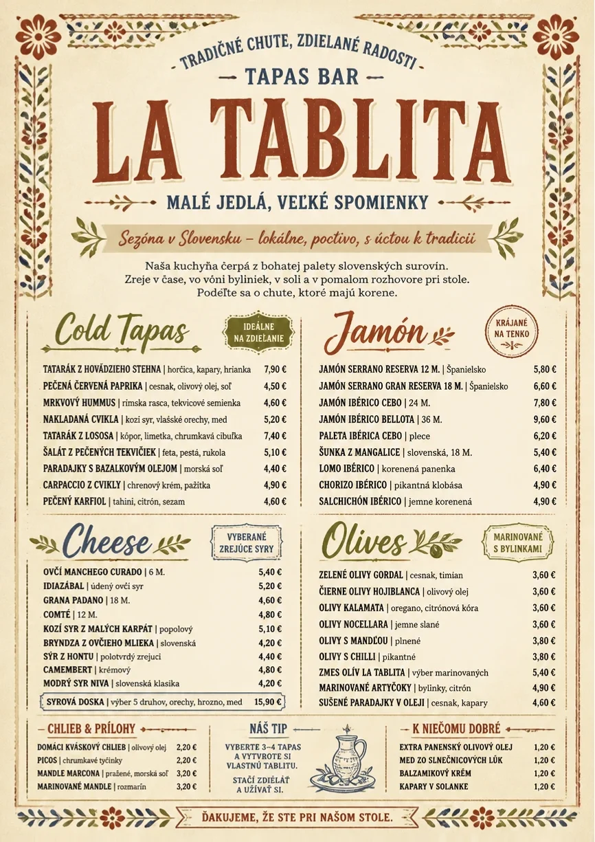 Heritage Tradition menu template preview