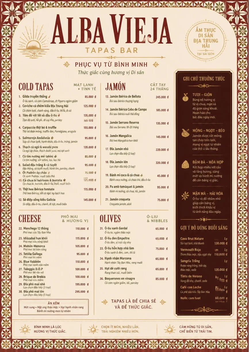 tapas heritage tradition menu template preview
