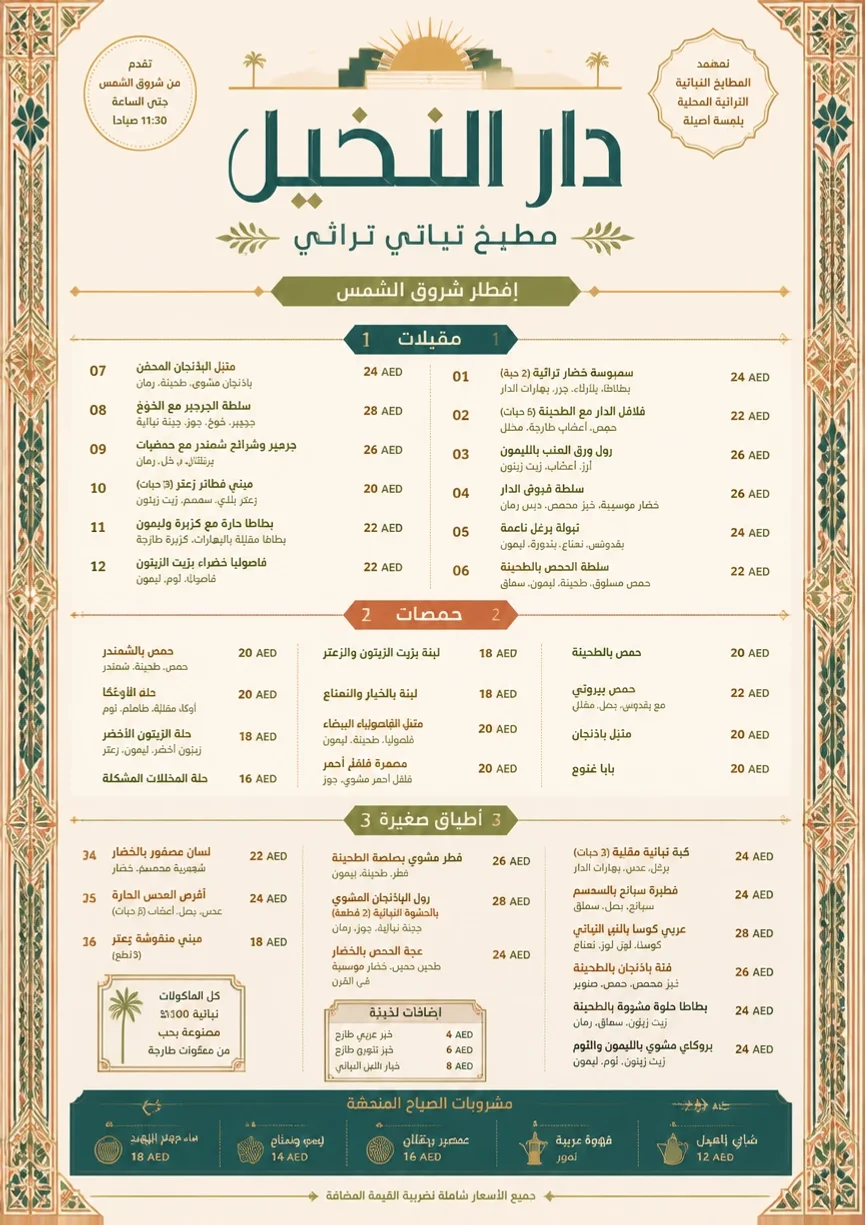 Heritage Tradition menu template preview