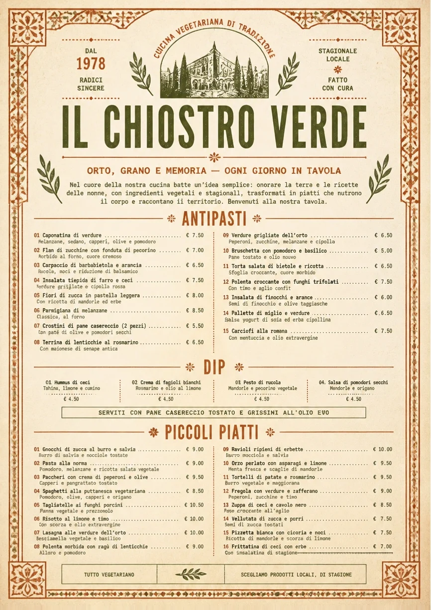 Heritage Tradition menu template preview