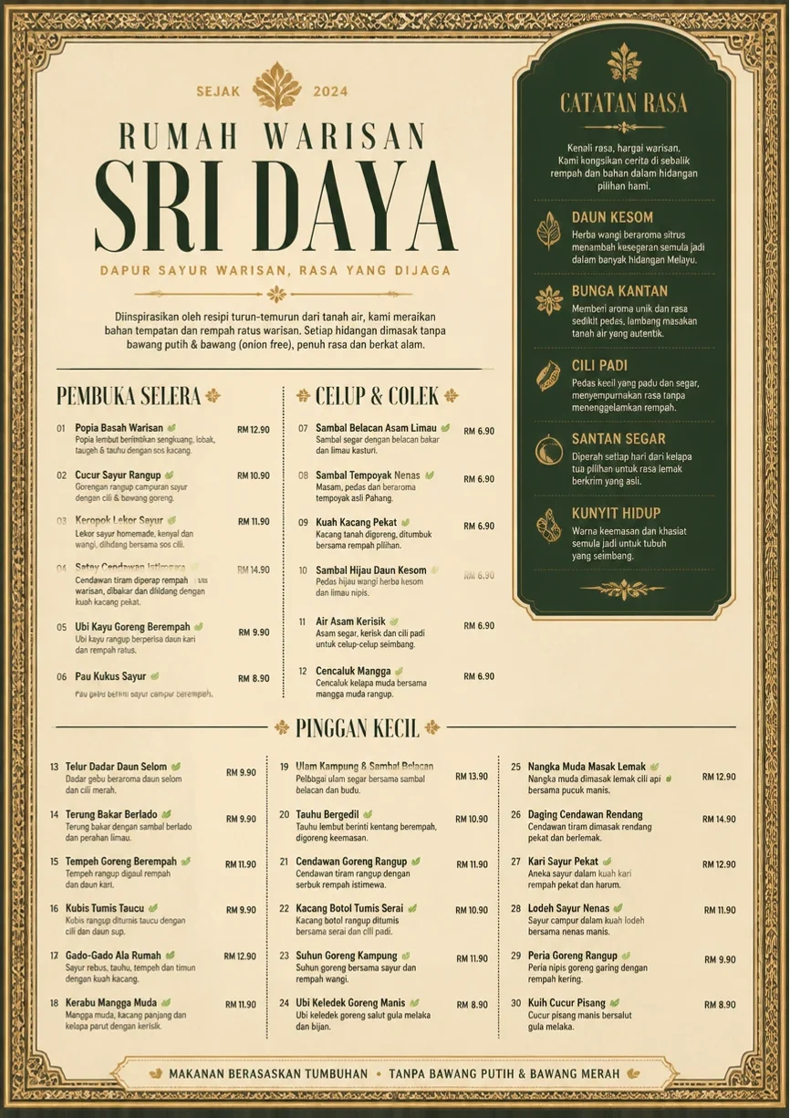 Heritage Tradition menu template preview
