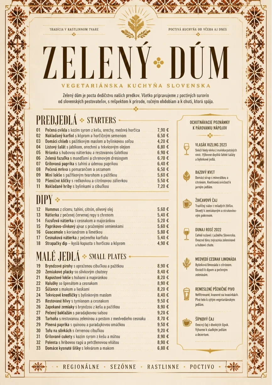 Heritage Tradition menu template preview