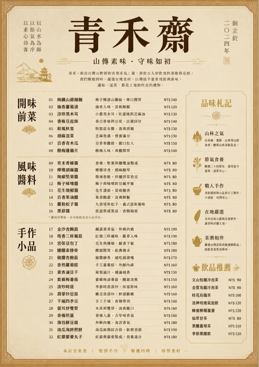 Heritage Tradition menu template preview