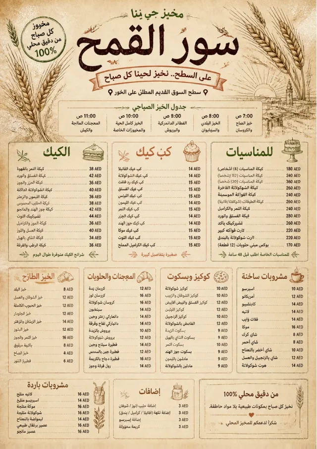 Bakery Rustic bakery-menu menu template preview