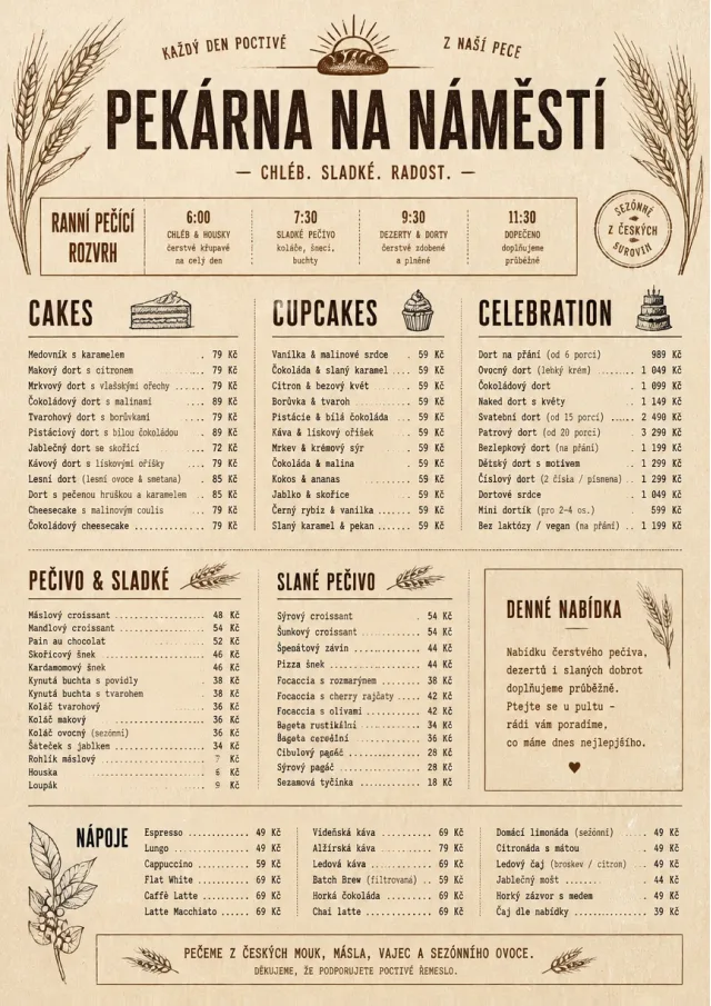 Bakery Rustic bakery-menu menu template preview