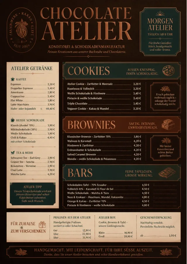 Chocolate Atelier bakery-menu menu template preview