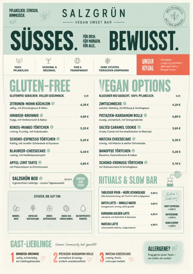 Vegan Sweet Bar bakery-menu menu template preview