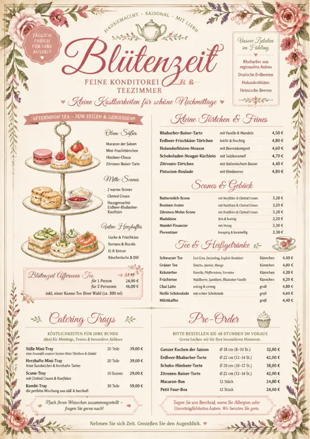 Afternoon Tea Sweets bakery-menu menu template preview