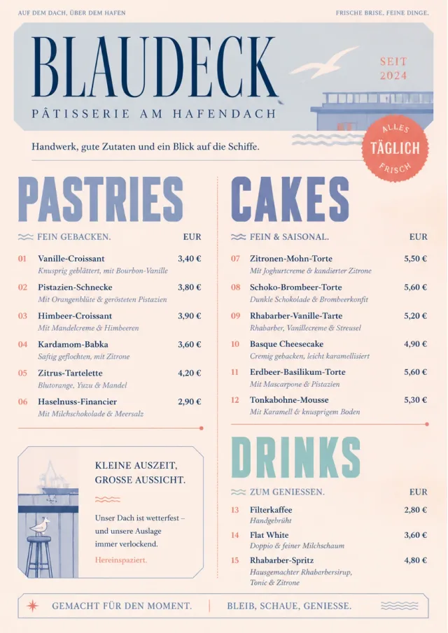 Patisserie Counter bakery-menu menu template preview