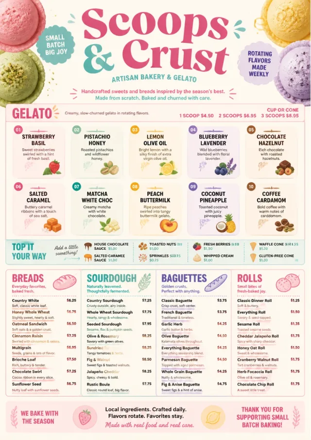 Gelato Bright bakery-menu menu template preview