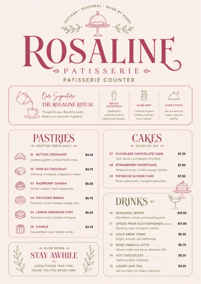 Patisserie Counter bakery-menu menu template preview