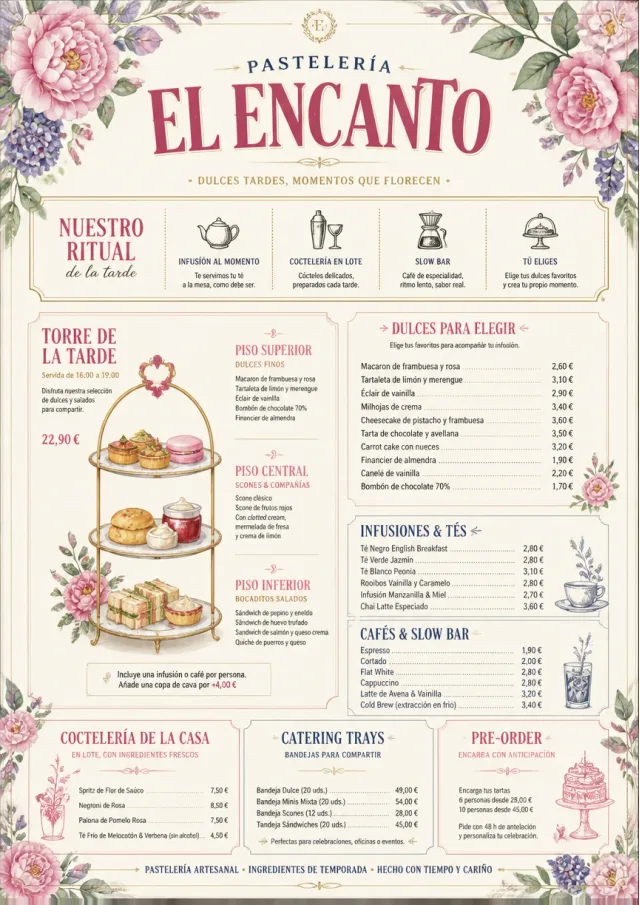 Afternoon Tea Sweets bakery-menu menu template preview
