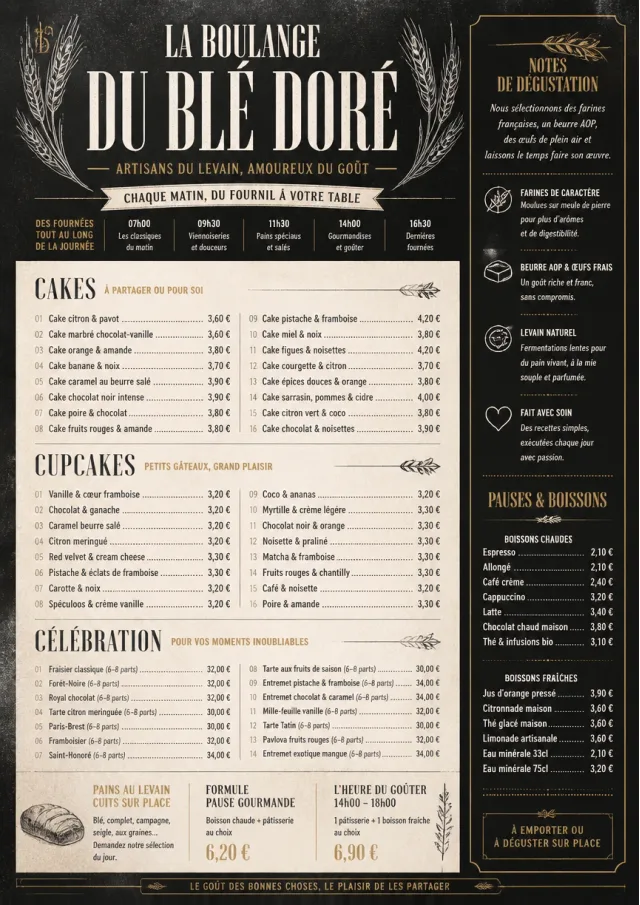 Bakery Rustic bakery-menu menu template preview