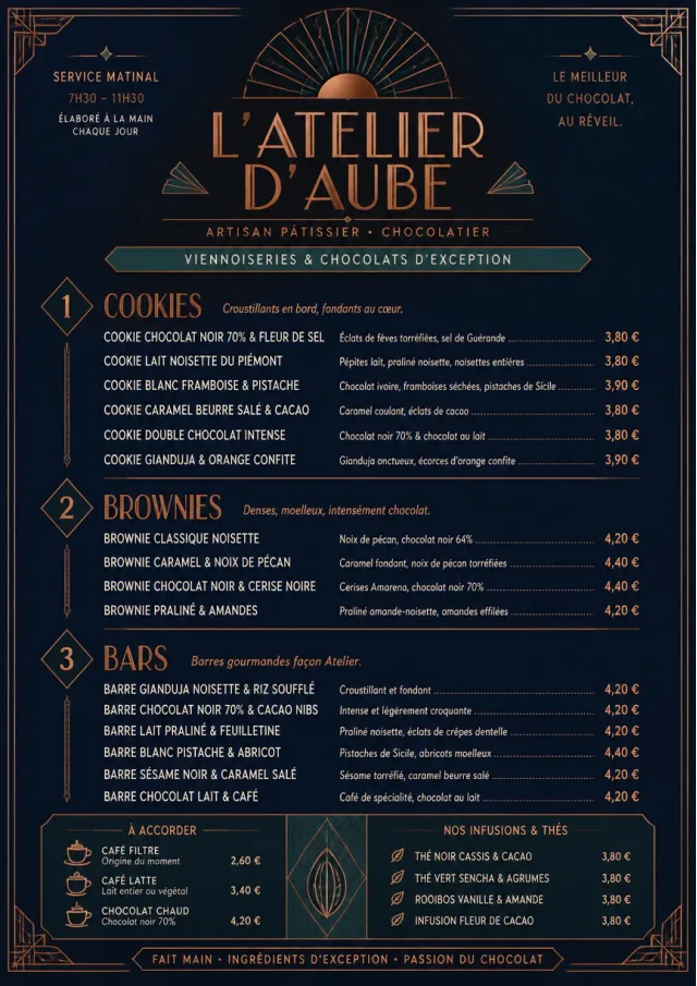 Chocolate Atelier bakery-menu menu template preview