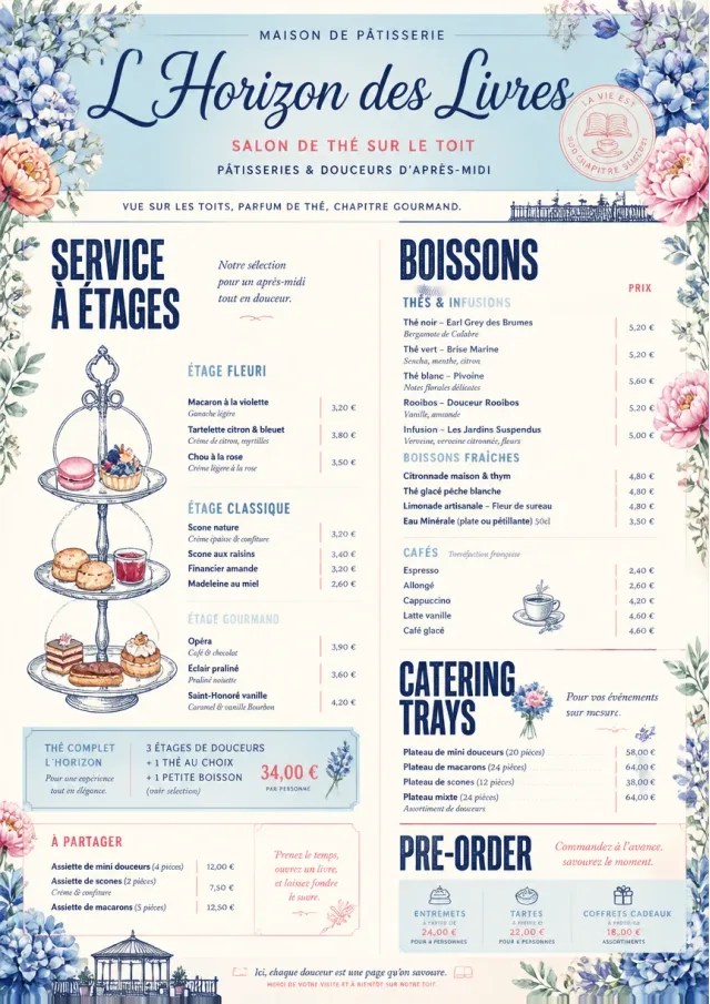Afternoon Tea Sweets bakery-menu menu template preview