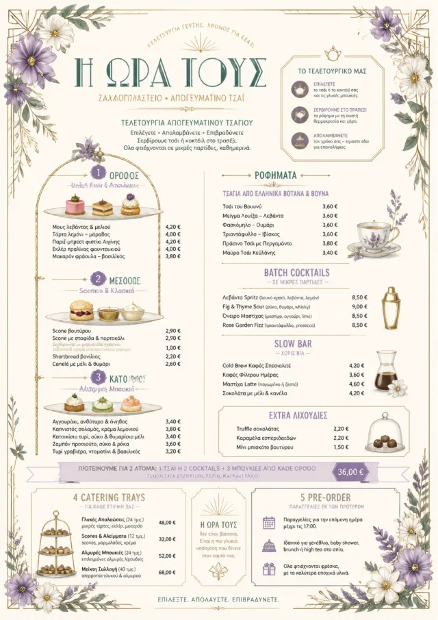 Afternoon Tea Sweets bakery-menu menu template preview