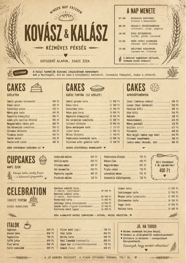 Bakery Rustic bakery-menu menu template preview