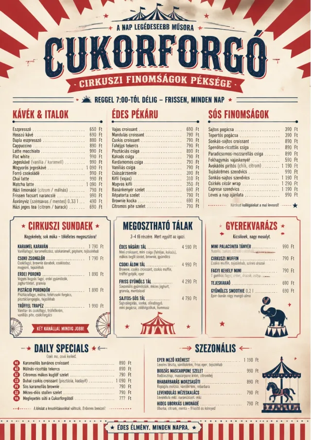 Carnival Treats bakery-menu menu template preview