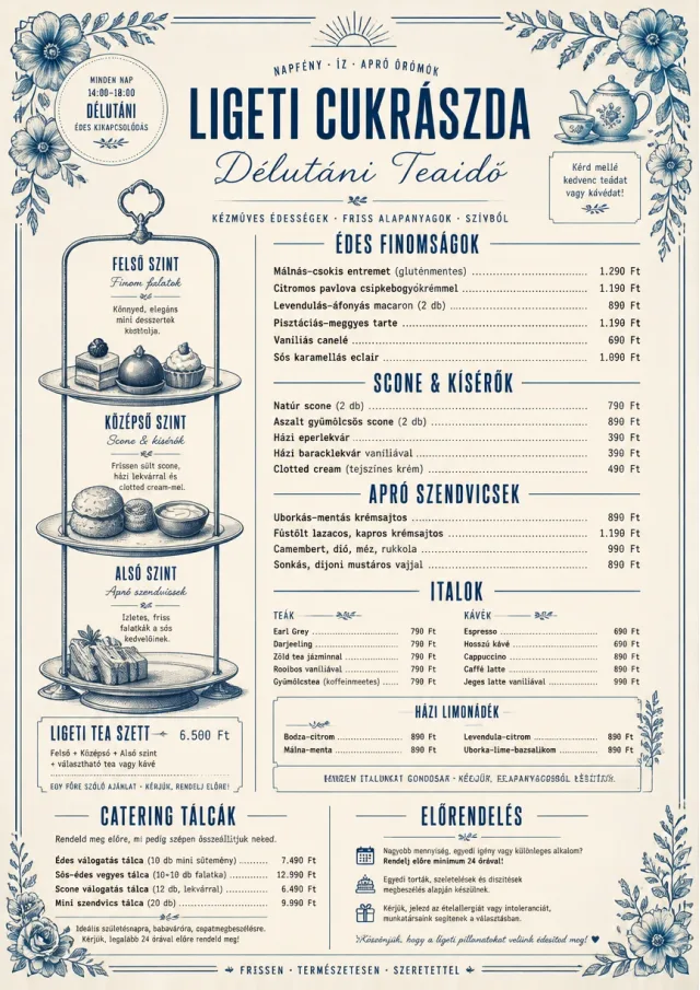 Afternoon Tea Sweets bakery-menu menu template preview