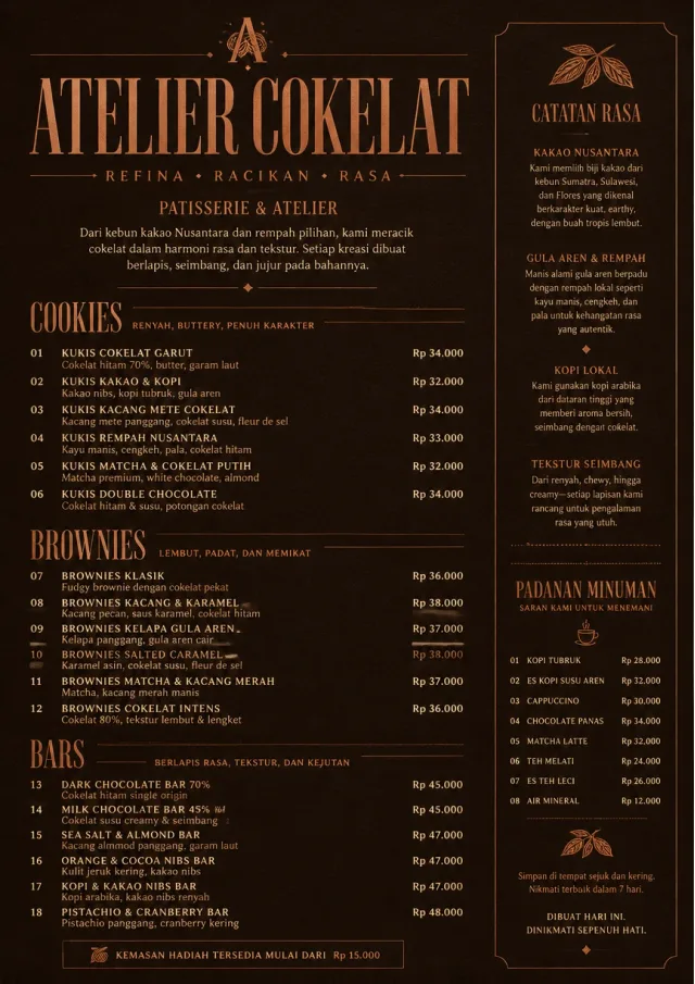 Chocolate Atelier bakery-menu menu template preview