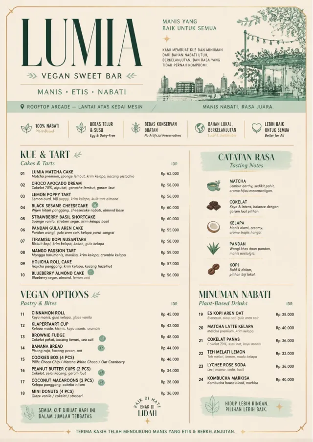 Vegan Sweet Bar bakery-menu menu template preview