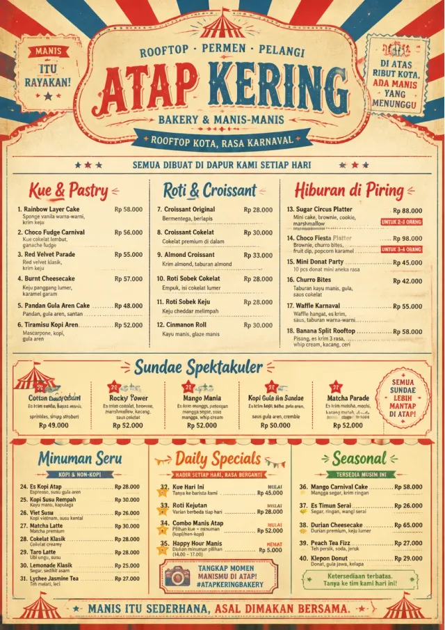 Carnival Treats bakery-menu menu template preview