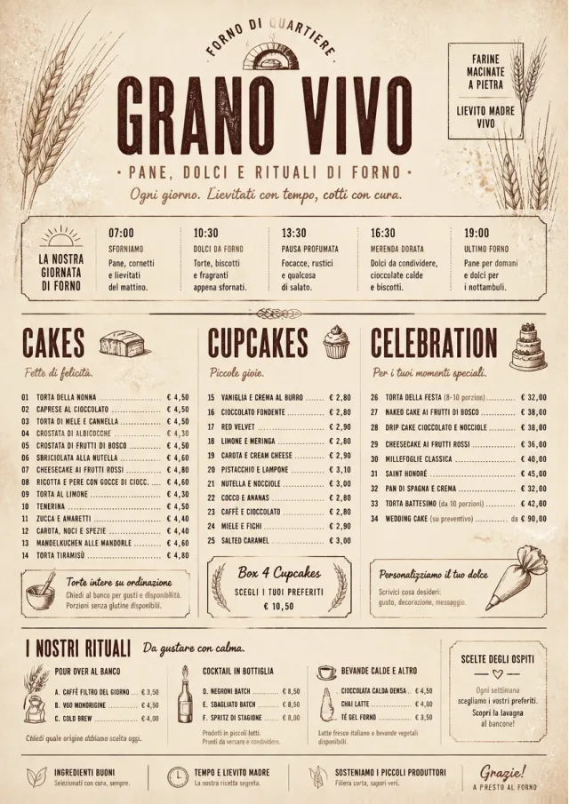 Bakery Rustic bakery-menu menu template preview