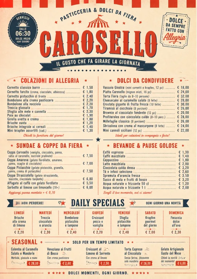 Carnival Treats bakery-menu menu template preview