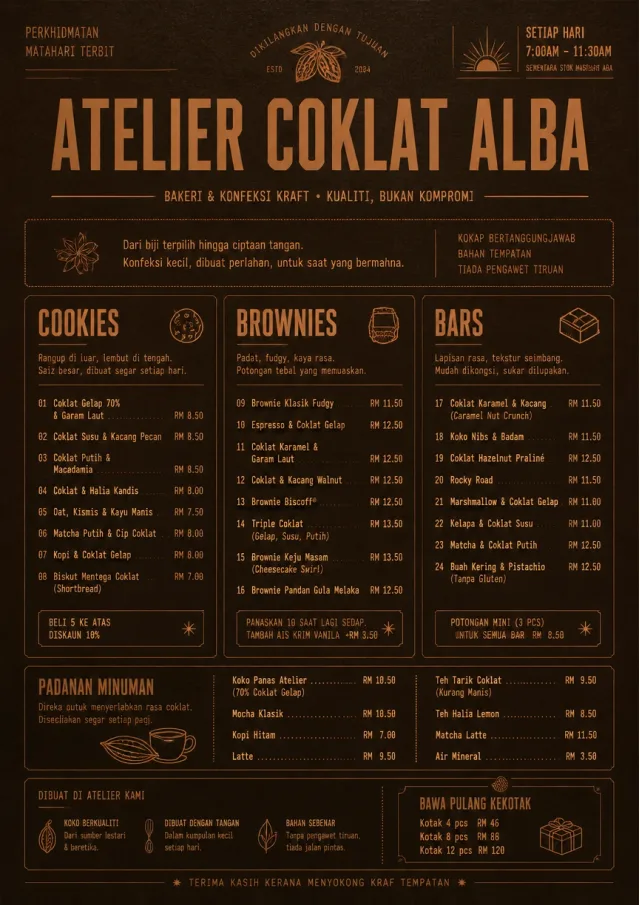Chocolate Atelier bakery-menu menu template preview