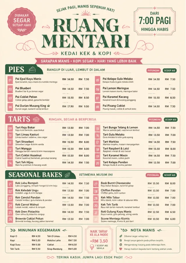 Cafe Dessert Case bakery-menu menu template preview