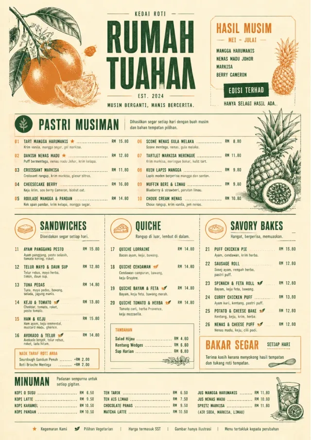 Seasonal Pastry bakery-menu menu template preview