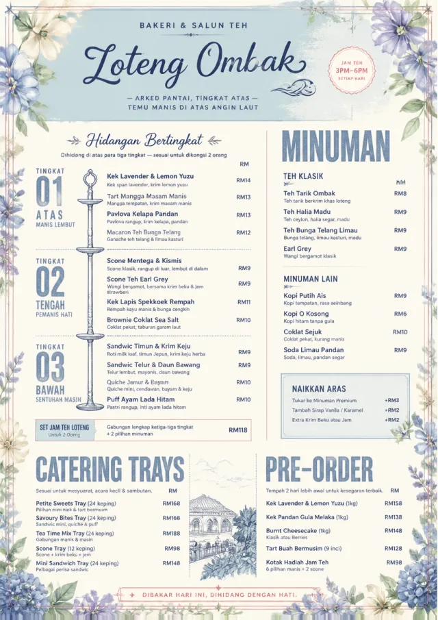 Afternoon Tea Sweets bakery-menu menu template preview