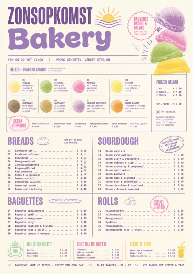 Gelato Bright bakery-menu menu template preview