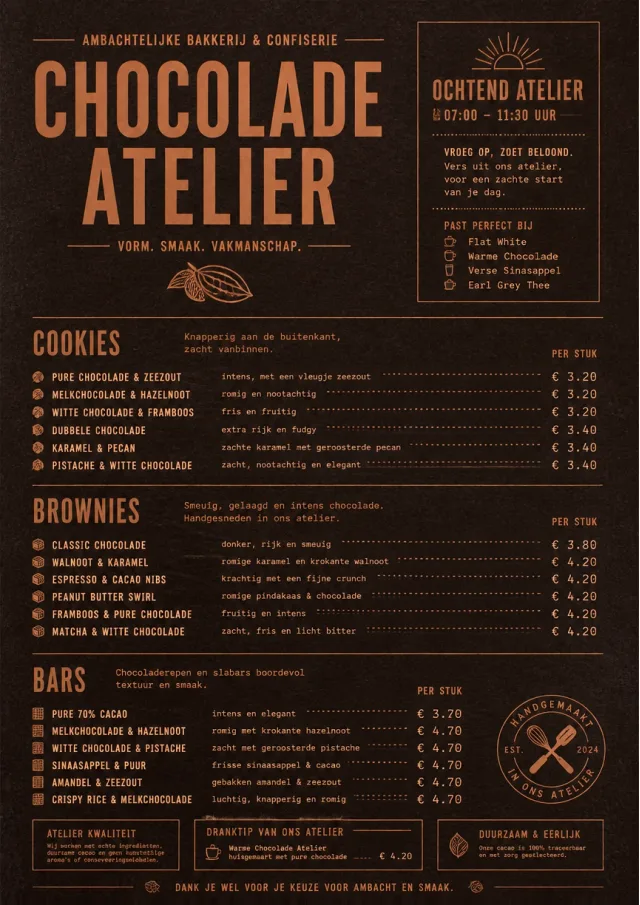Chocolate Atelier bakery-menu menu template preview