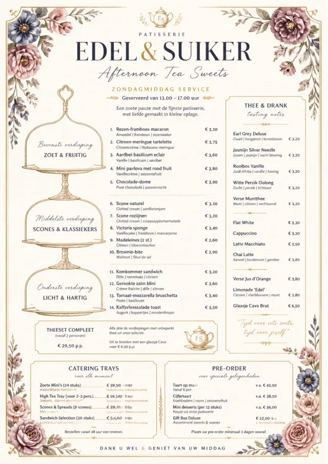 Afternoon Tea Sweets bakery-menu menu template preview