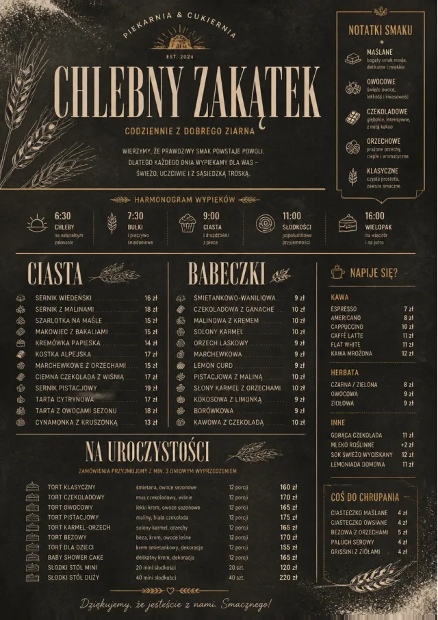 Bakery Rustic bakery-menu menu template preview