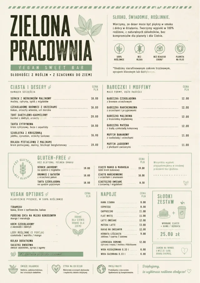 Vegan Sweet Bar bakery-menu menu template preview