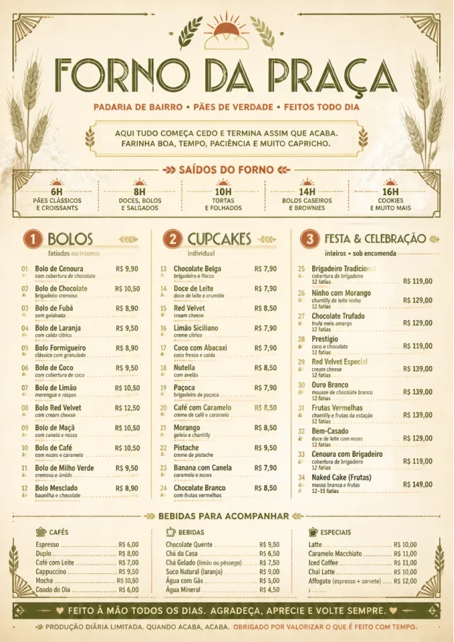 Bakery Rustic bakery-menu menu template preview