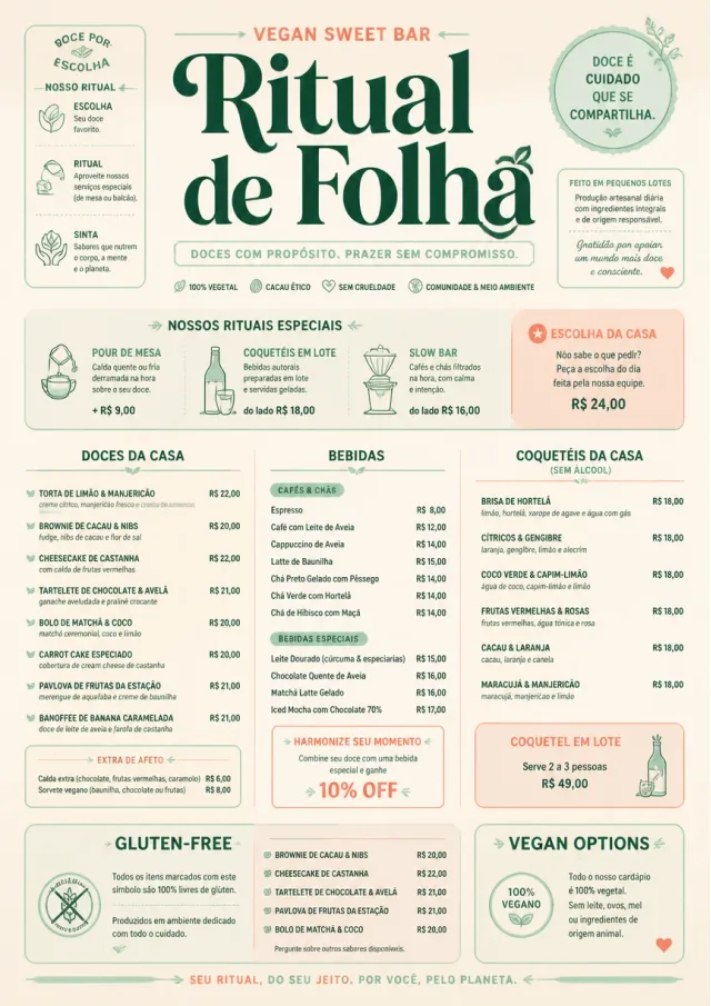 Vegan Sweet Bar bakery-menu menu template preview