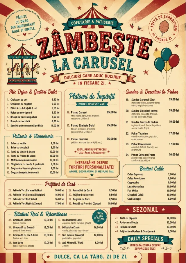 Carnival Treats bakery-menu menu template preview