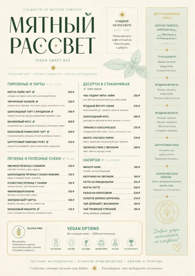 Vegan Sweet Bar bakery-menu menu template preview