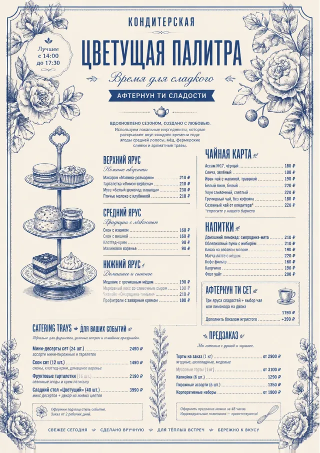 Afternoon Tea Sweets bakery-menu menu template preview