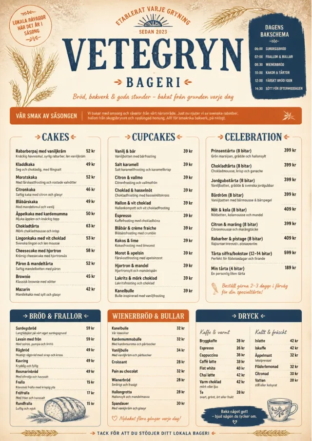 Bakery Rustic bakery-menu menu template preview
